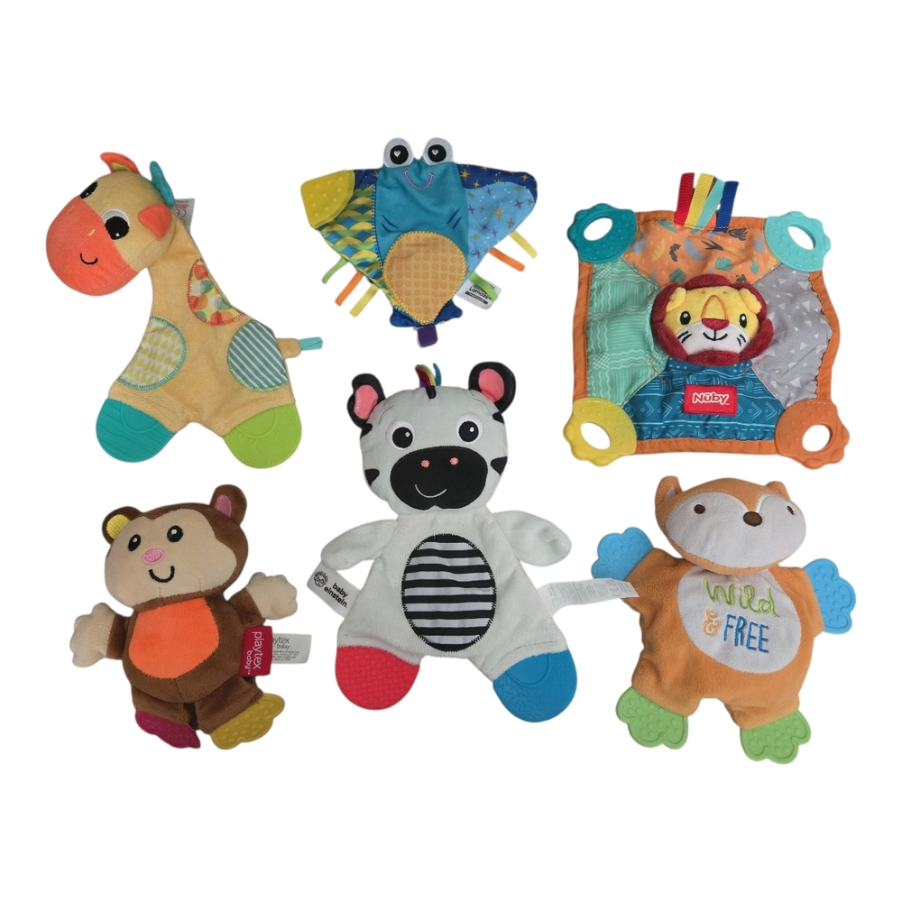 Bundle Of Animal Plush Toy Teethers Set